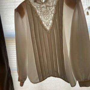 Chic Lace Women's Blouse - Cream by Sellecca. Romance, Victorian, Late 1880.